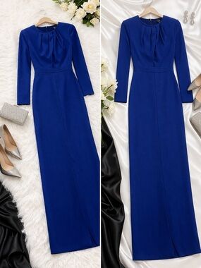 Windsor Royal Blue Long Sleeve Maxi Dress